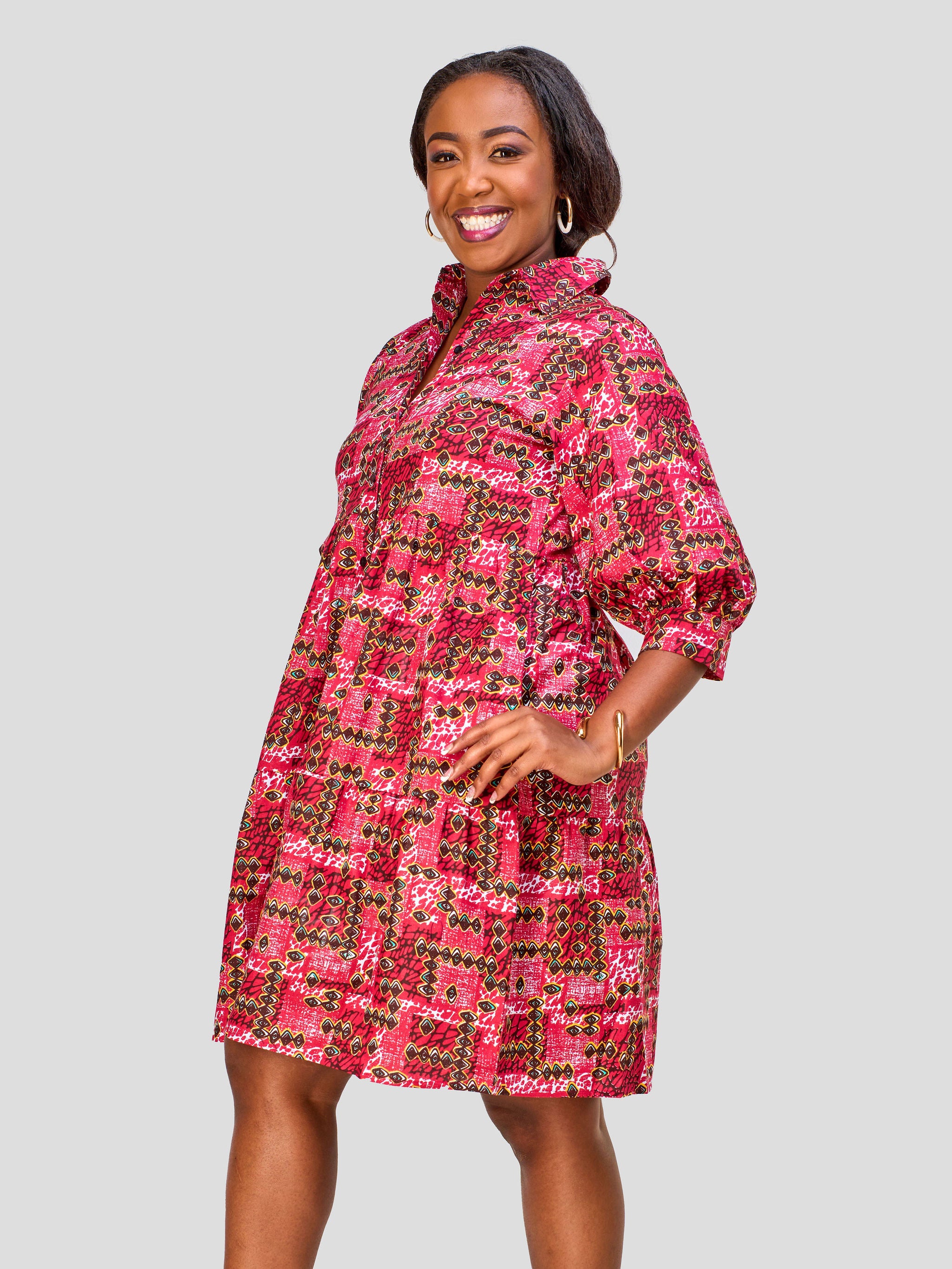 Vivo Safari Tiered Shirt Dress - Semliki