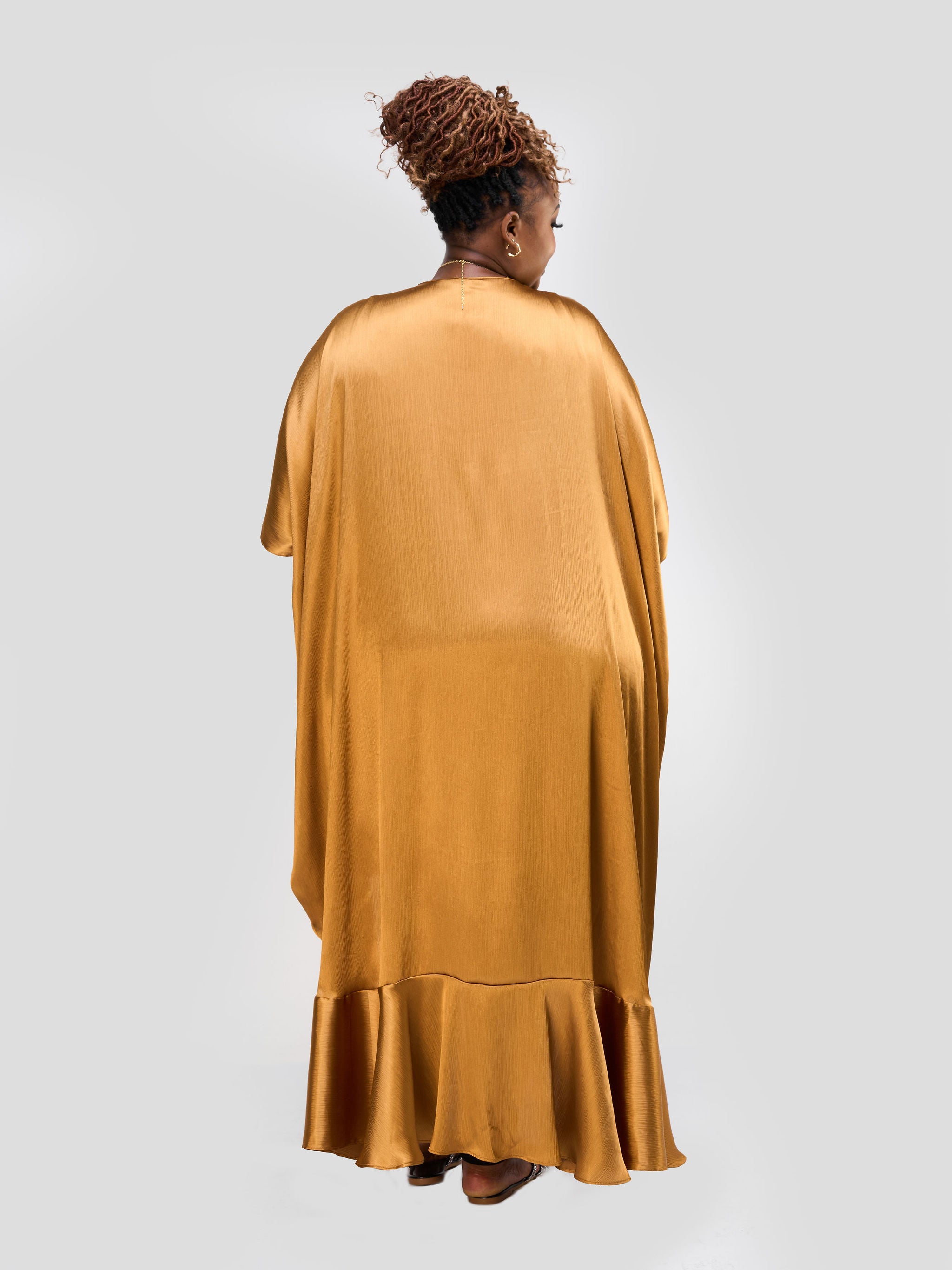 Vivo Nimali Satin Flounce Kimono - Gold