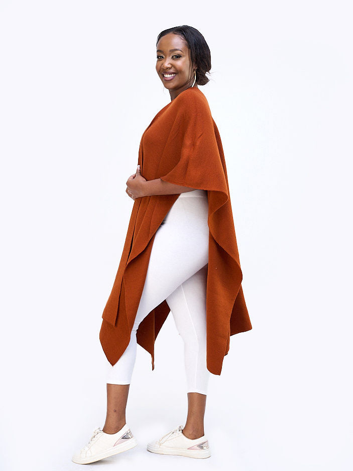 Vivo Essentials Double Layered Shawl (Without Fringe) - Rust