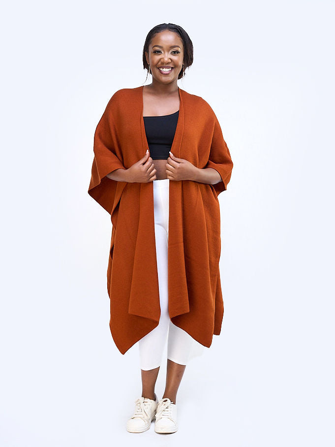Vivo Essentials Double Layered Shawl (Without Fringe) - Rust