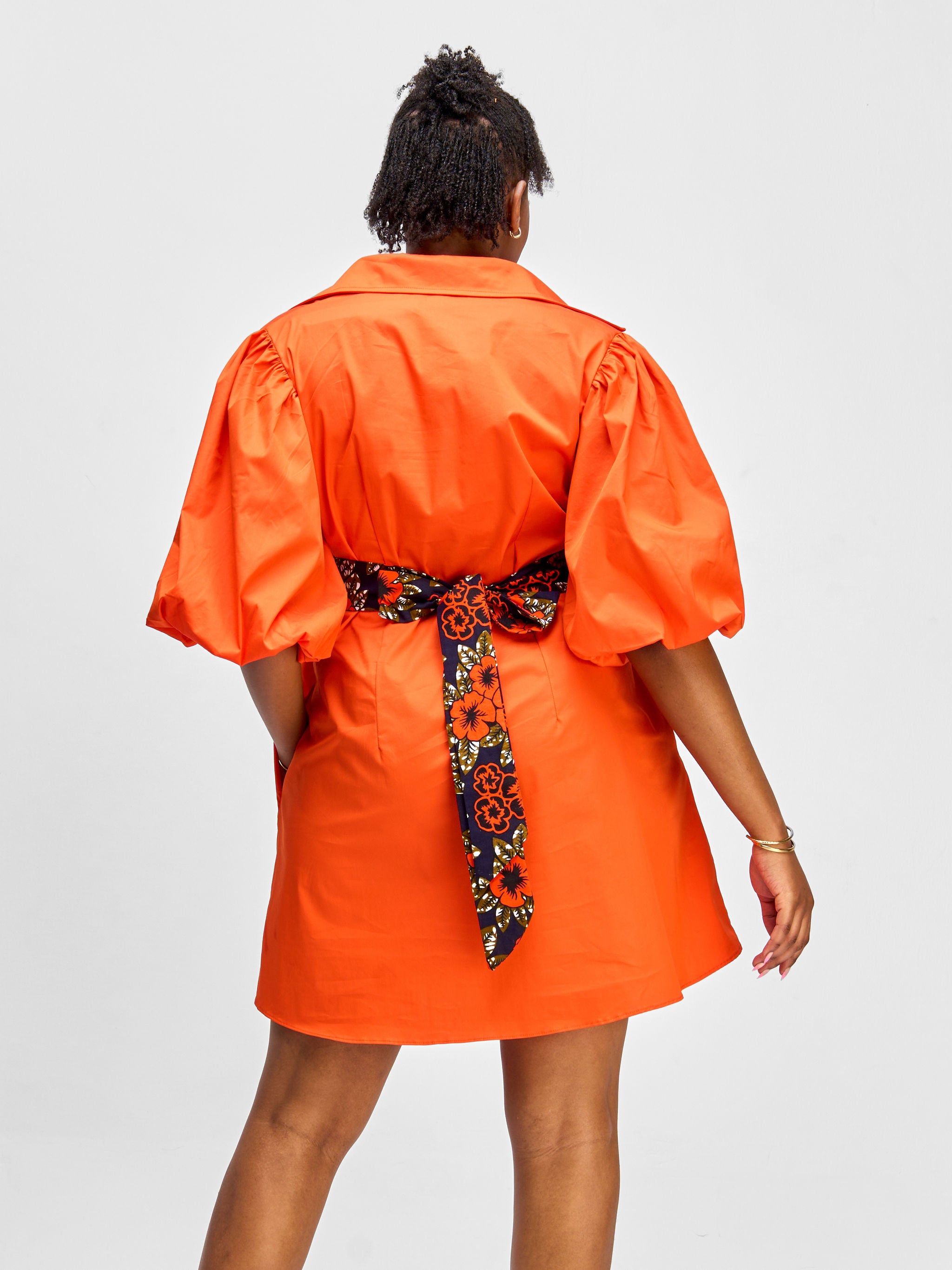 Vivo Safari Bubble Sleeve Tent Dress - Orange