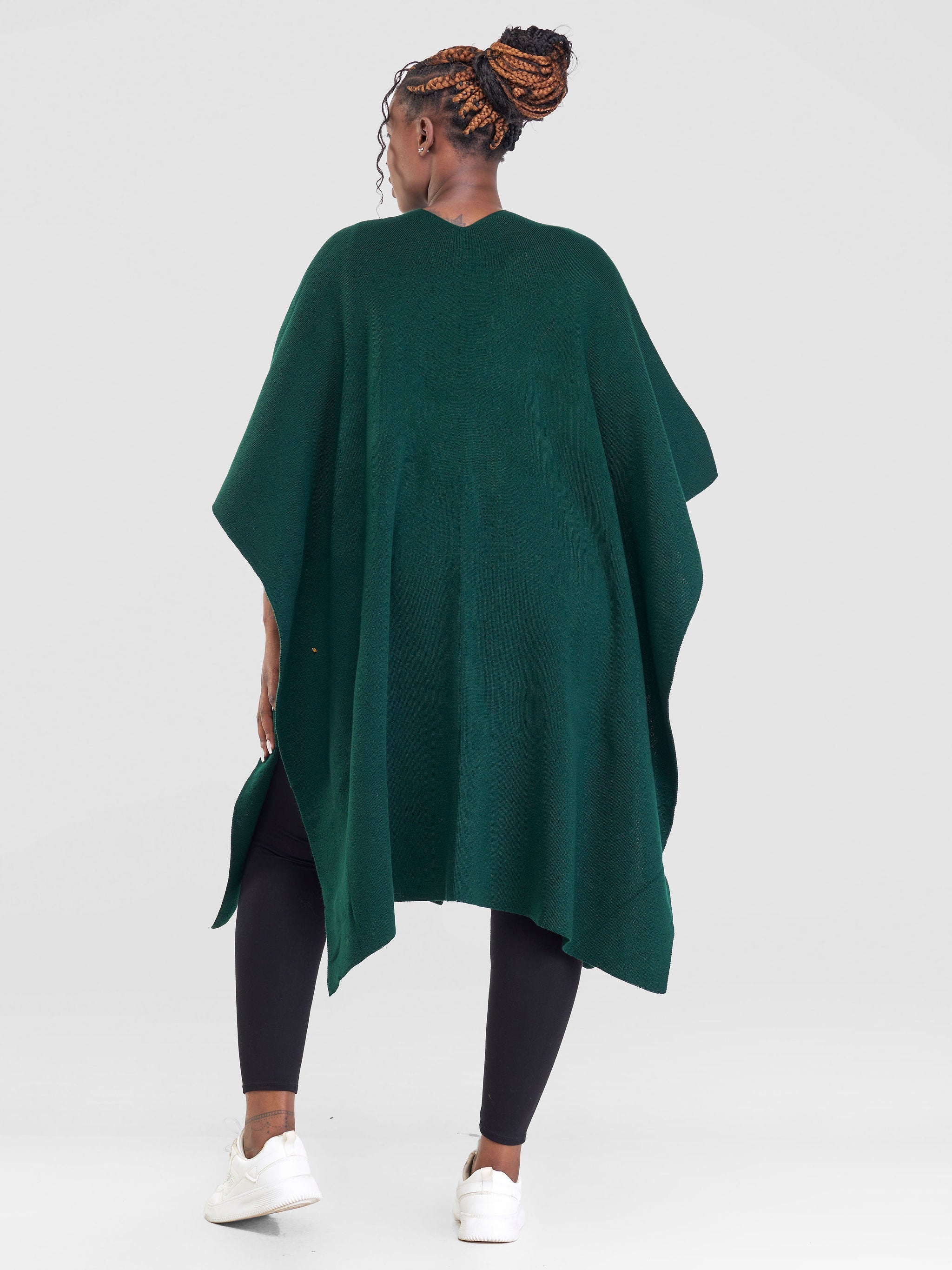 Vivo Essentials Double Layered Wrap Poncho (Without Fringe) - Dark Green